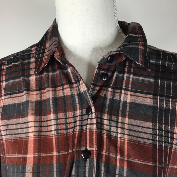 Plaid button down faux wrap top - Picture 3 of 8